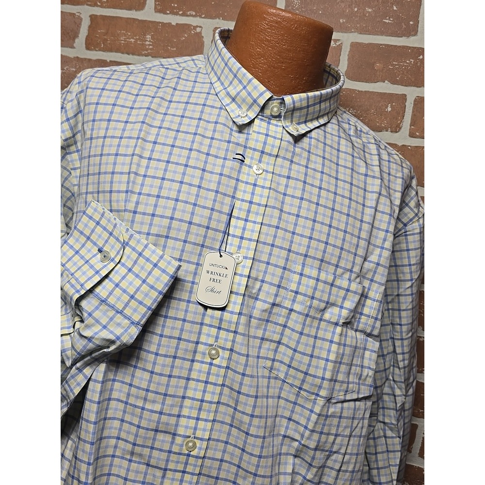 UNTUCKit Men's Shirt XXXL Regular Long Sleeve‎ Button-down Wrinkle Free Gingham